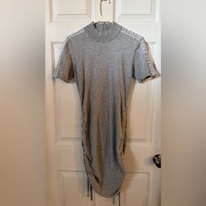 Women’s Michael Kors Heather Gray Ruched Short Sleeve Dress Size M